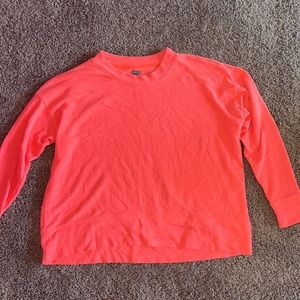 Neon coral aerie oversized crew neck sweatshirt